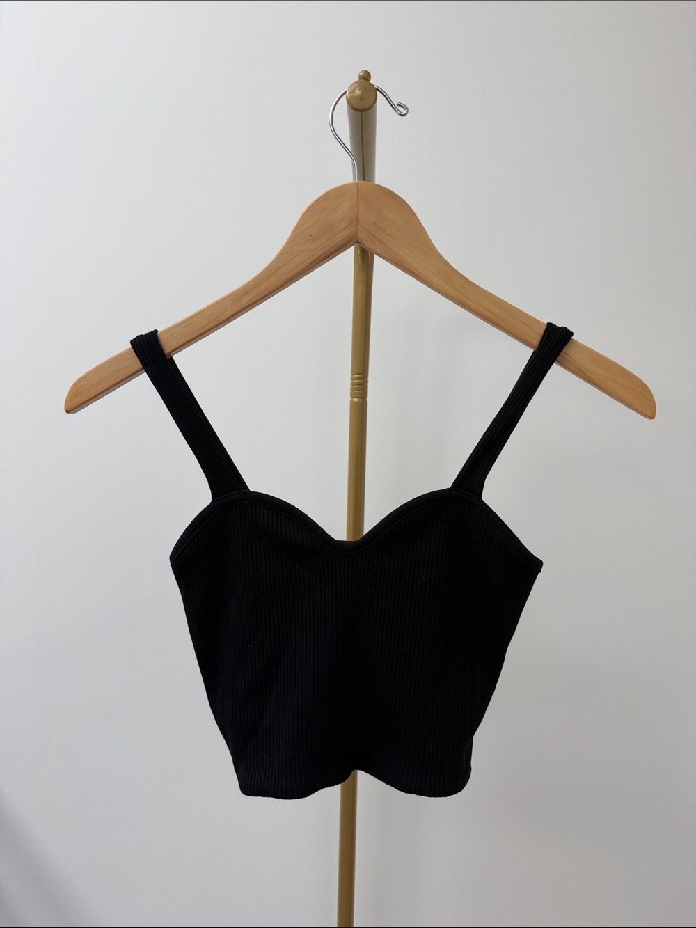 Black Cropped Ribbed Tank Top XS